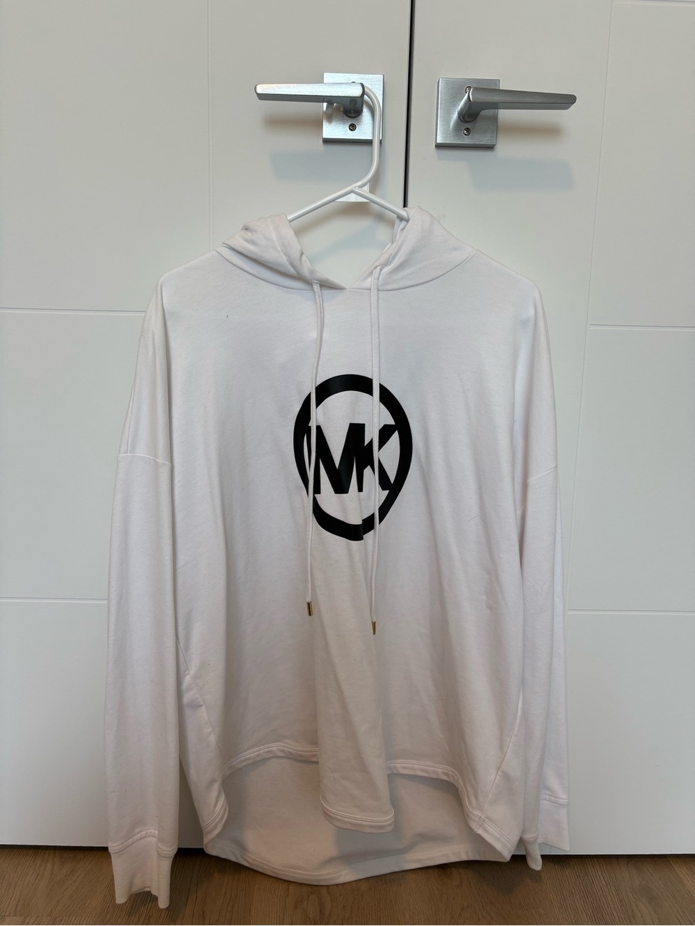 Michael Kors White Hoodie with Black MK Emblem
